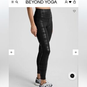 Beyond yoga plaid foil black high waist legging